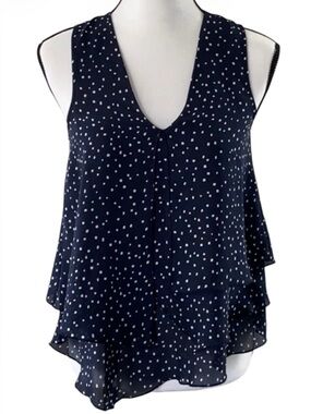 H&M Navy and White Polka Dot Top (Size 4)